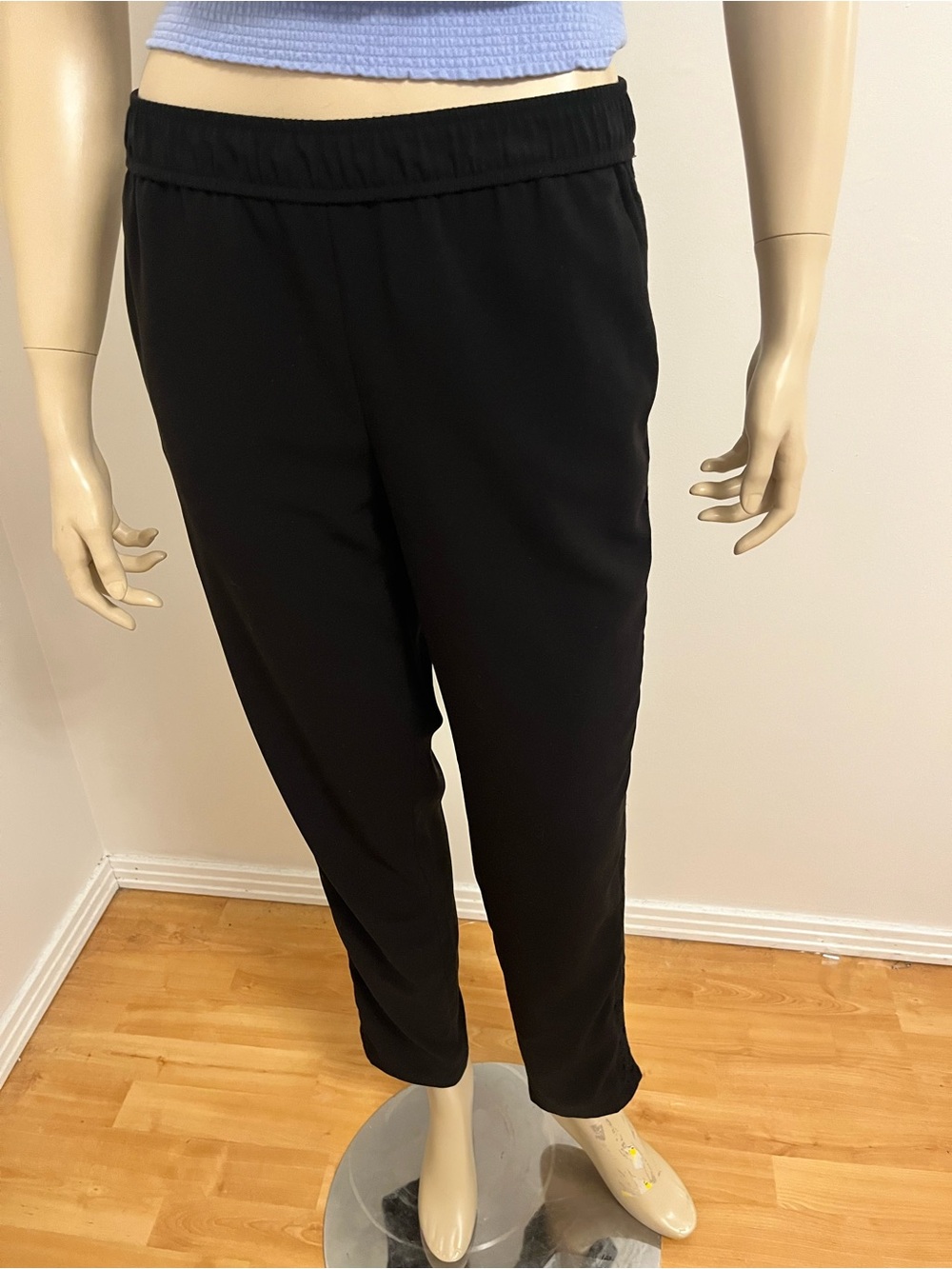 Ann Taylor Black Elastic-Waist Track Pants